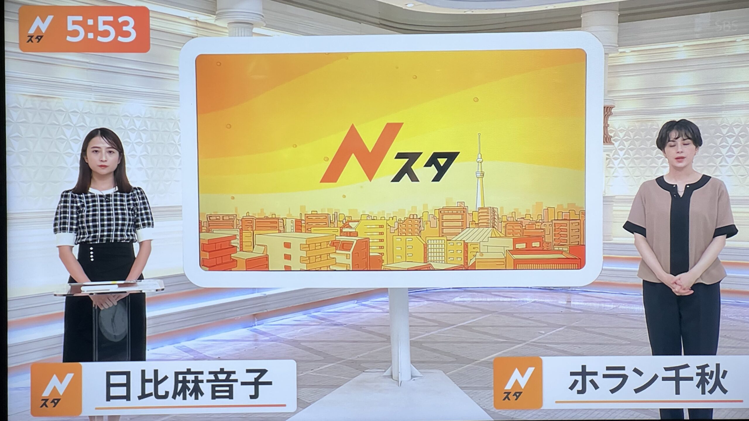 日比麻音子（左）出演の「Nスタ」